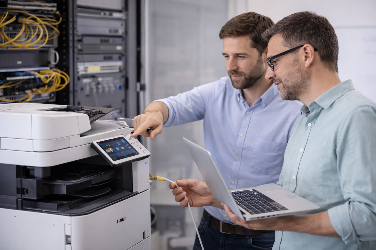 Zwei Experten von Herrmann und Partner kümmern sich um die Systemintegration