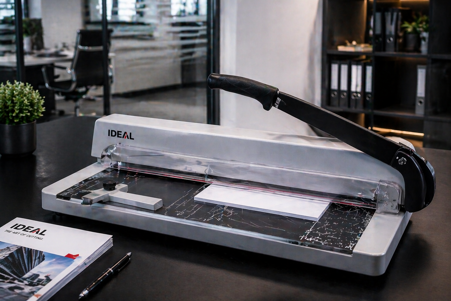 Eine Papierschneidemaschine